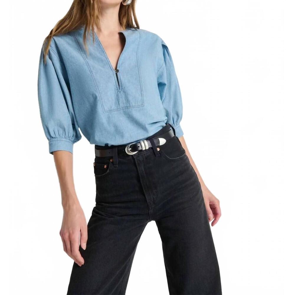 NEW NATION LTD emmett top in chambray - Picture 3 of 4